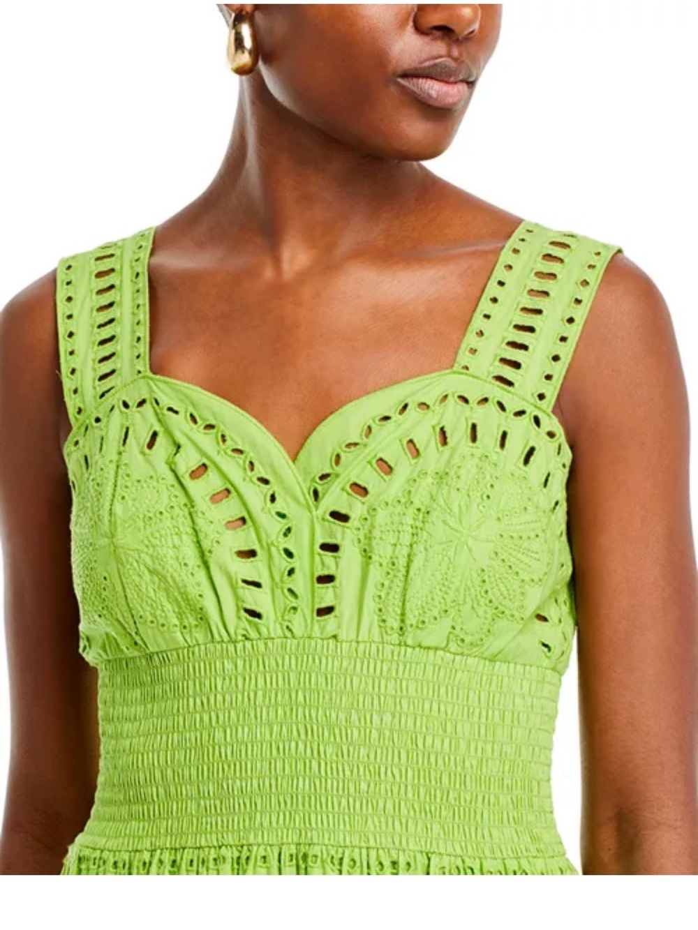 Rails Lime Eyelet Smocked Midi Dress - Picture 5 of 8